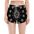 Black Paisley Bandana Print Women's Split Running Shorts