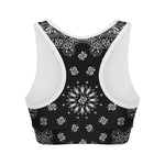 Black Paisley Bandana Print Women's Sports Bra