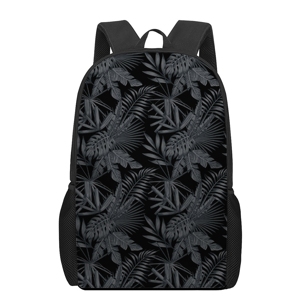 Black Palm Leaf Aloha Pattern Print 17 Inch Backpack