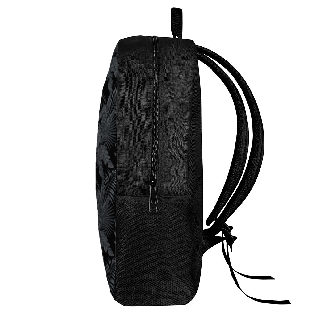 Black Palm Leaf Aloha Pattern Print 17 Inch Backpack