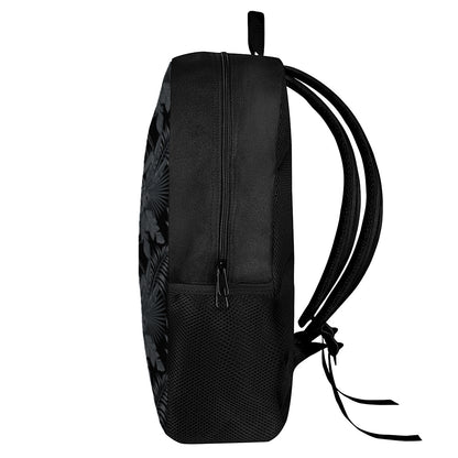 Black Palm Leaf Aloha Pattern Print 17 Inch Backpack