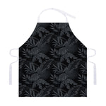 Black Palm Leaf Aloha Pattern Print Adjustable Apron