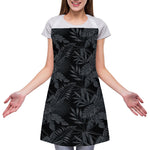 Black Palm Leaf Aloha Pattern Print Adjustable Apron