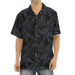 Black Palm Leaf Aloha Pattern Print Aloha Shirt