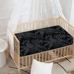 Black Palm Leaf Aloha Pattern Print Baby Crib Sheet