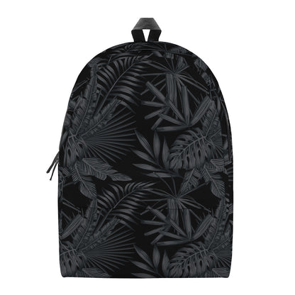 Black Palm Leaf Aloha Pattern Print Backpack