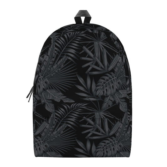 Black Palm Leaf Aloha Pattern Print Backpack