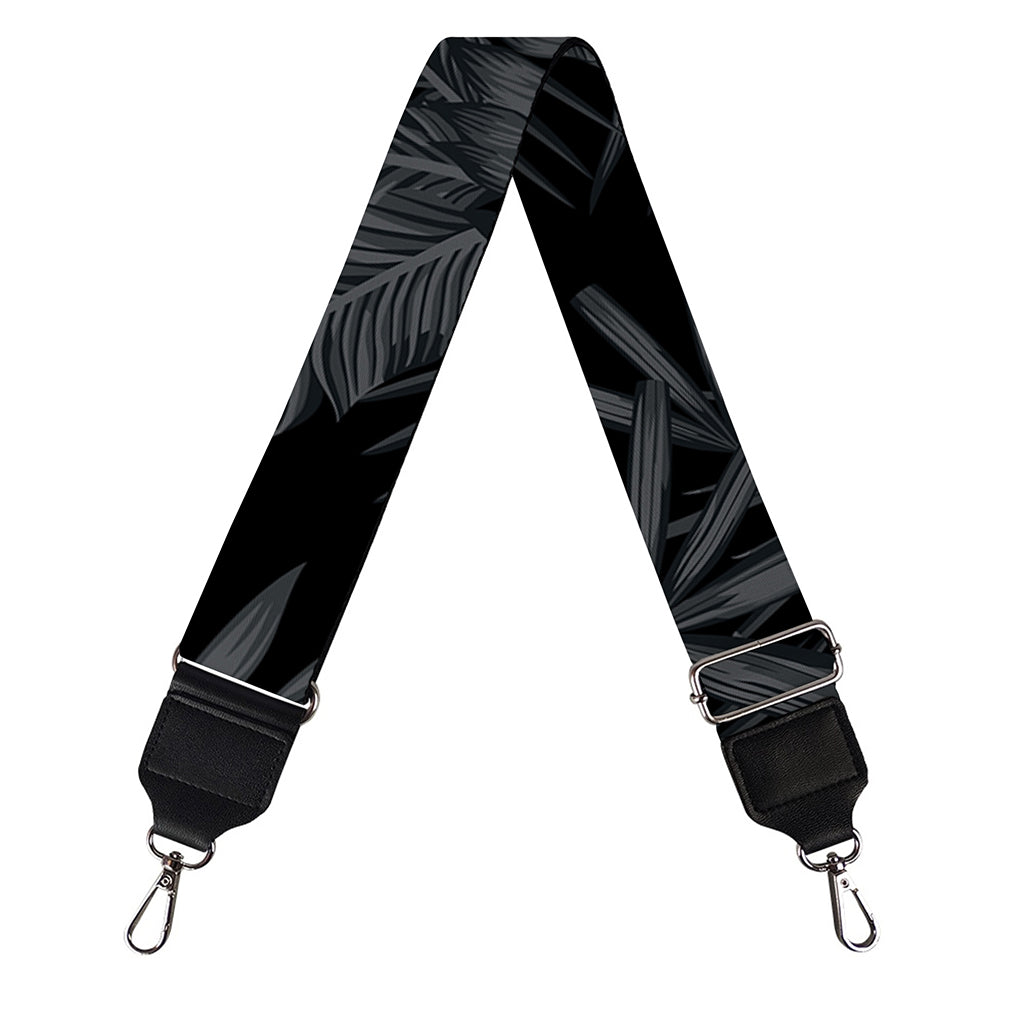 Black Palm Leaf Aloha Pattern Print Bag Strap