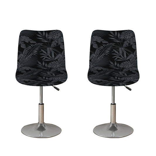 Black Palm Leaf Aloha Pattern Print Bar Stool Covers