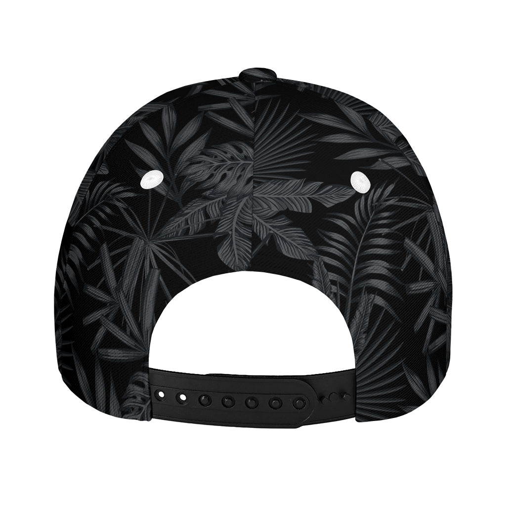 Black Palm Leaf Aloha Pattern Print Baseball Cap