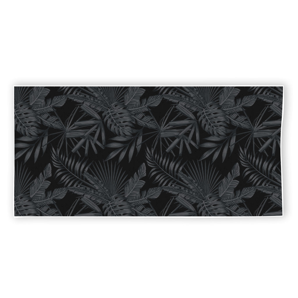 Black Palm Leaf Aloha Pattern Print Beach Towel