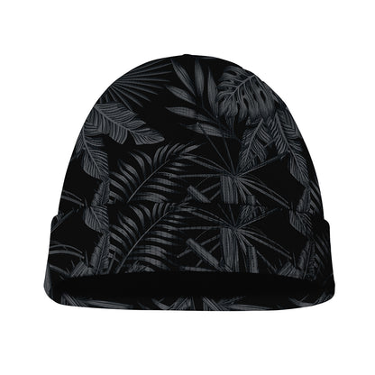 Black Palm Leaf Aloha Pattern Print Beanie