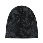 Black Palm Leaf Aloha Pattern Print Beanie