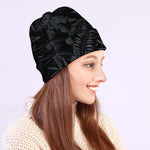 Black Palm Leaf Aloha Pattern Print Beanie
