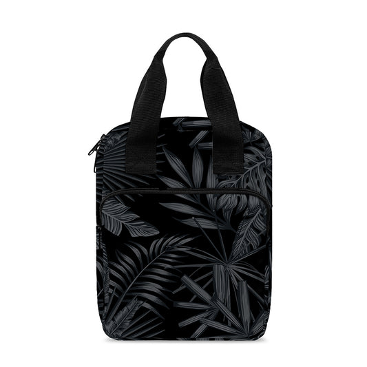 Black Palm Leaf Aloha Pattern Print Bible Tote Bag