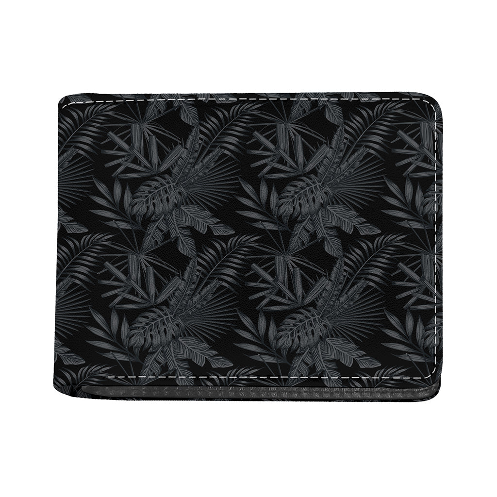 Black Palm Leaf Aloha Pattern Print Bifold Wallet