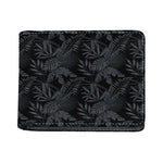 Black Palm Leaf Aloha Pattern Print Bifold Wallet