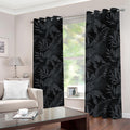 Black Palm Leaf Aloha Pattern Print Dimout Grommet Curtains