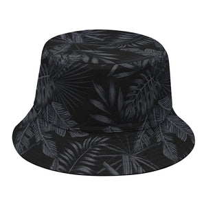 Black Palm Leaf Aloha Pattern Print Bucket Hat