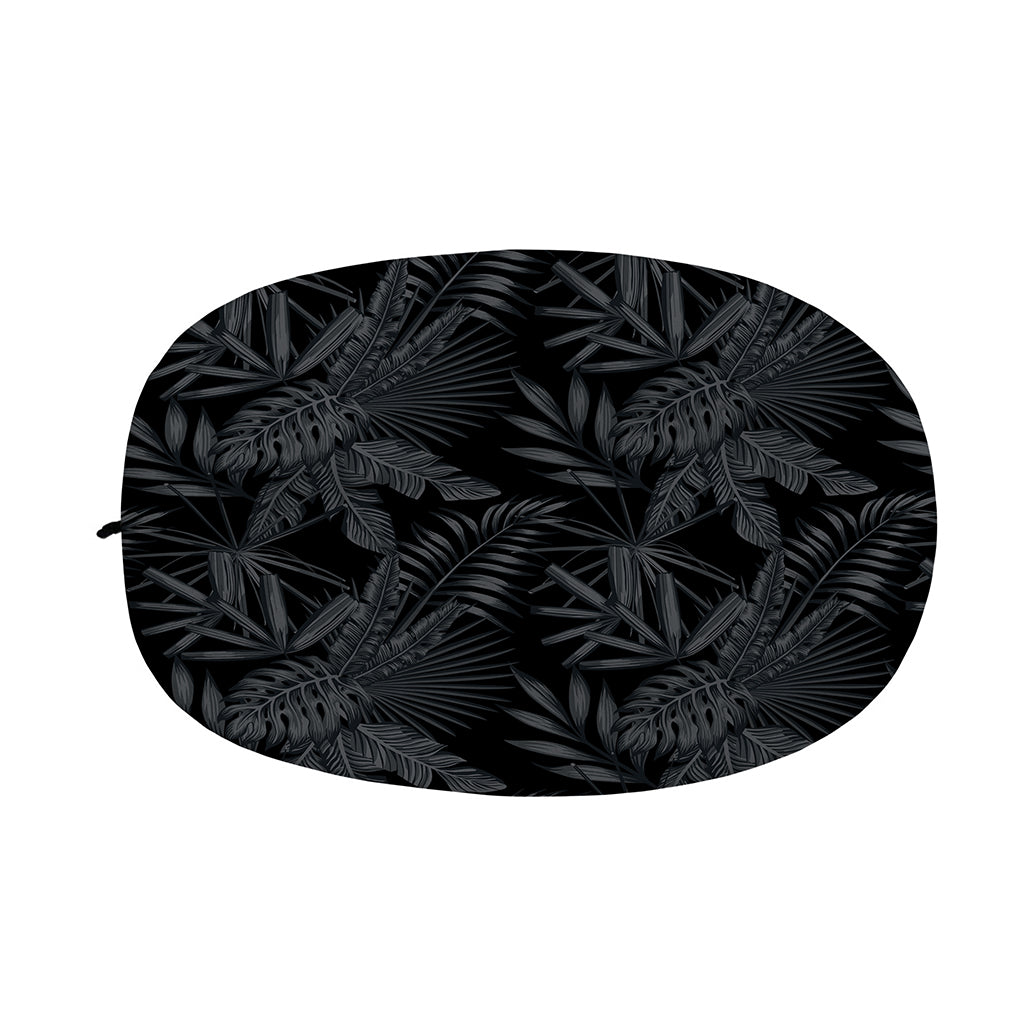 Black Palm Leaf Aloha Pattern Print Car Side Mirror Covers
