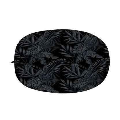 Black Palm Leaf Aloha Pattern Print Car Side Mirror Covers