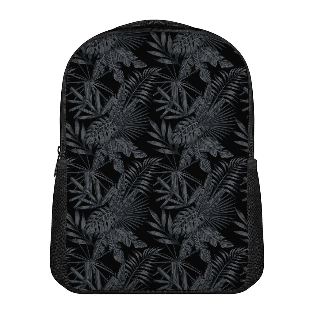 Black Palm Leaf Aloha Pattern Print Casual Backpack