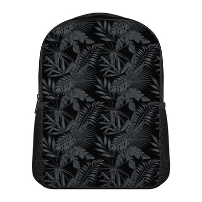 Black Palm Leaf Aloha Pattern Print Casual Backpack
