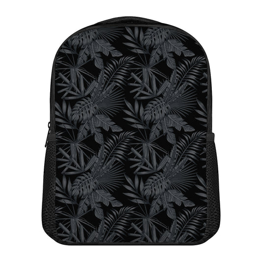 Black Palm Leaf Aloha Pattern Print Casual Backpack