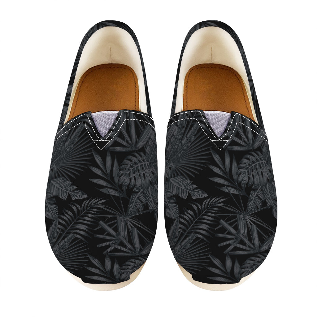 Black Palm Leaf Aloha Pattern Print Casual Shoes