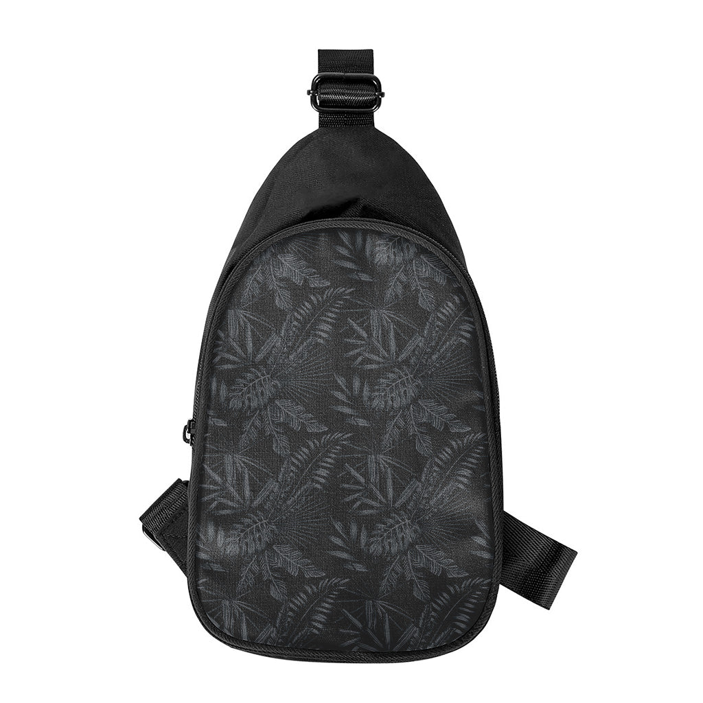Black Palm Leaf Aloha Pattern Print Chest Bag