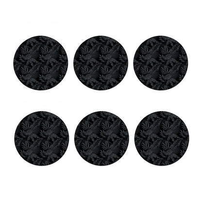 Black Palm Leaf Aloha Pattern Print Coaster Set