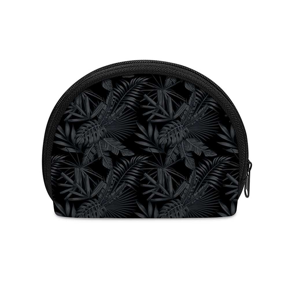 Black Palm Leaf Aloha Pattern Print Coin Purse