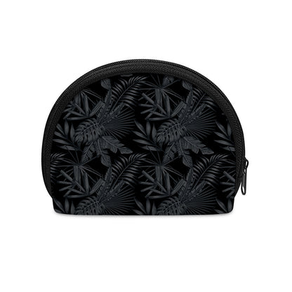 Black Palm Leaf Aloha Pattern Print Coin Purse