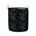 Black Palm Leaf Aloha Pattern Print Collapsible Laundry Basket