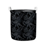 Black Palm Leaf Aloha Pattern Print Collapsible Laundry Basket