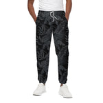 Black Palm Leaf Aloha Pattern Print Cotton Pants