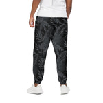 Black Palm Leaf Aloha Pattern Print Cotton Pants