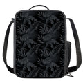 Black Palm Leaf Aloha Pattern Print Crossbody Lunch Bag