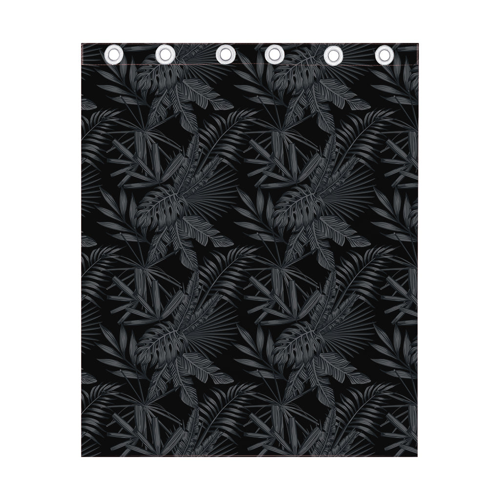 Black Palm Leaf Aloha Pattern Print Curtain