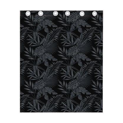 Black Palm Leaf Aloha Pattern Print Curtain