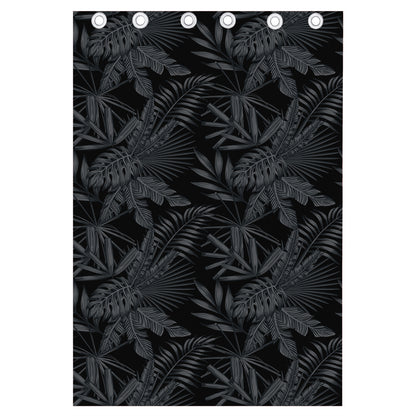 Black Palm Leaf Aloha Pattern Print Curtain