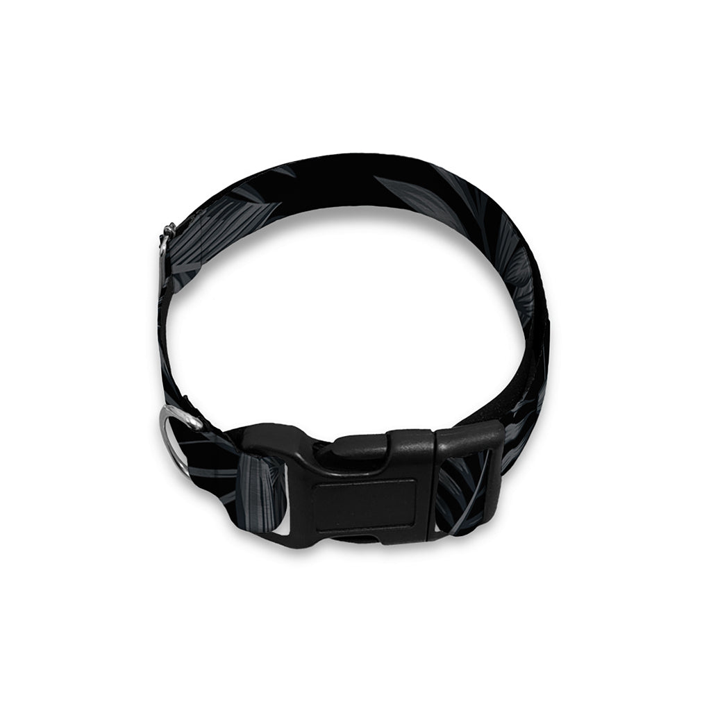 Black Palm Leaf Aloha Pattern Print Dog Collar