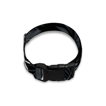 Black Palm Leaf Aloha Pattern Print Dog Collar