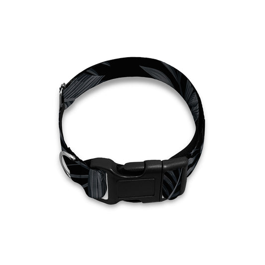 Black Palm Leaf Aloha Pattern Print Dog Collar