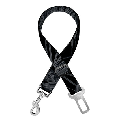 Black Palm Leaf Aloha Pattern Print Dog Seat Belt