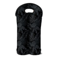 Black Palm Leaf Aloha Pattern Print Double Neoprene Wine Tote