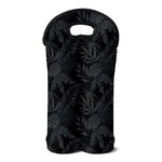 Black Palm Leaf Aloha Pattern Print Double Neoprene Wine Tote