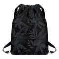 Black Palm Leaf Aloha Pattern Print Drawstring Backpack