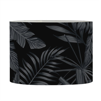 Black Palm Leaf Aloha Pattern Print Drum Lamp Shade