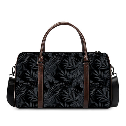 Black Palm Leaf Aloha Pattern Print Duffle Bag